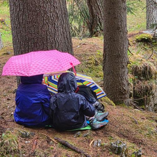Kinder unterm Regenschirm